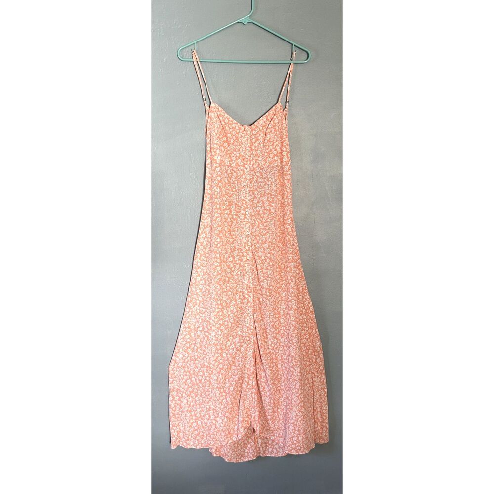 Flynn Skye Julies orange print sleeveless midi dress zipper closure size medium